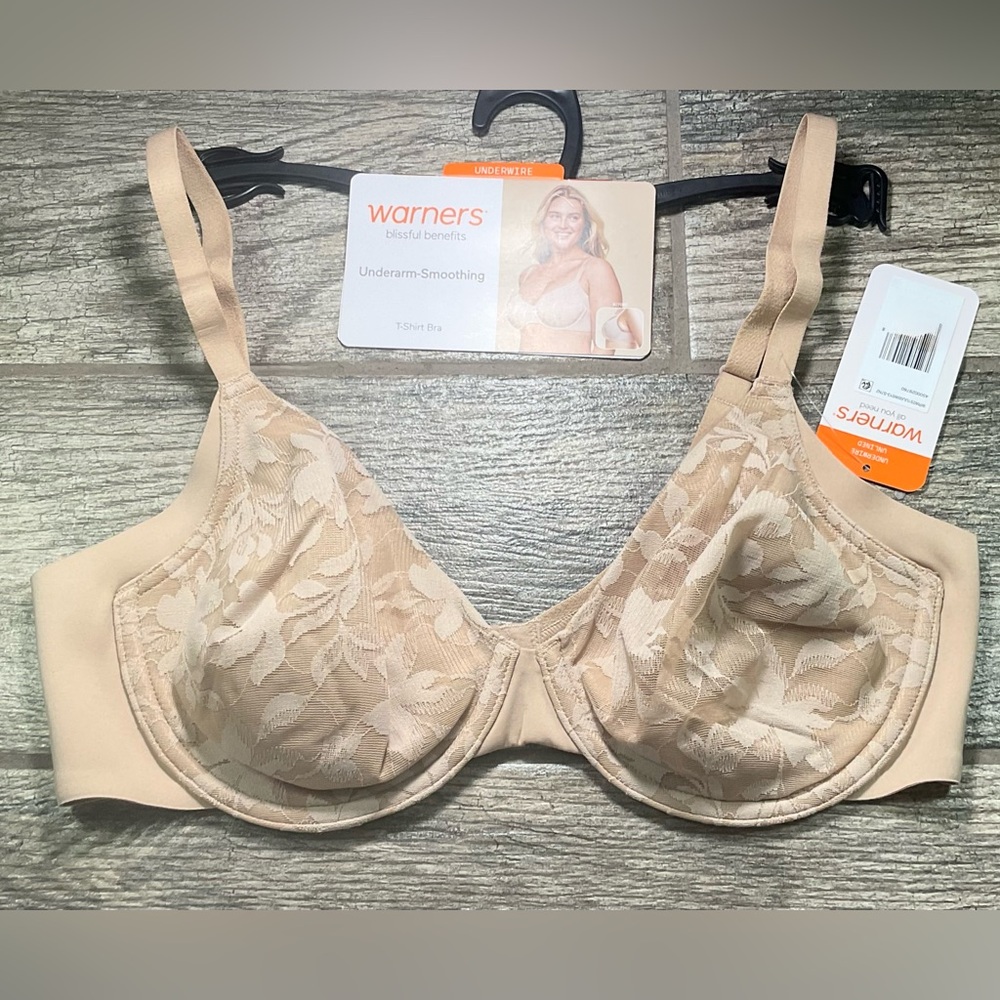 New Warners Blissful Benefits Underarm Smoothing T-Shirt Bra 34C Beige